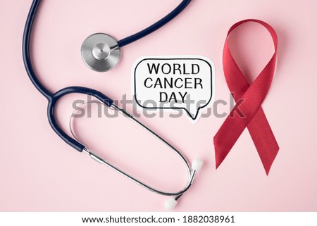 World cancer day inscription. 4 February support and help.