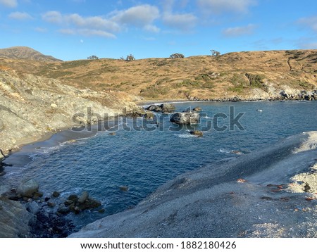 A photo of two small coves named 'Shark Harbor' and 'Little Shark' on the west-most side of Santa Catalina Island