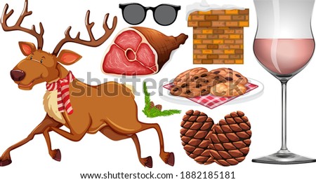 Set of isolated objects of christmas theme illustration