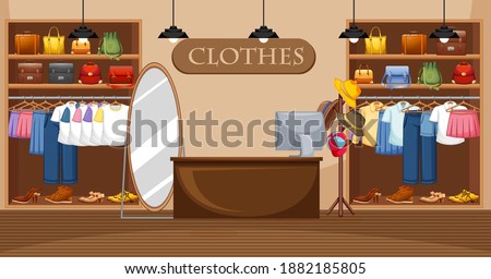 Fashion clothes store background illustration