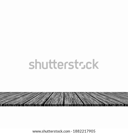Empty wooden table  isolated on white background, used for display your products.