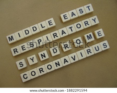 Middle East Respiratory Syndrome Coronavirus, word cube with background. Royalty-Free Stock Photo #1882291594