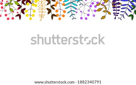 Decorative seasonal leaf frame on top with gradient background vector design