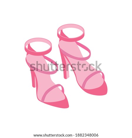 Isometric online shopping with female shoes fashion symbols vector illustration
