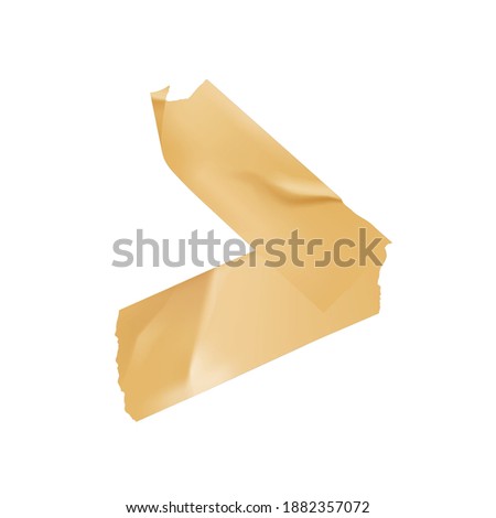 Sticky adhesive tape realistic with tape of golden colors vector illustration
