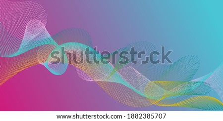 Futuristic lines wave progressing pattern. Colorful fashionable poster smoky vector pattern. Cool curl lines ripple texture design. Blend curves minimal 3d banner or flyer background.
