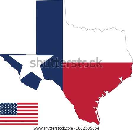vector illustration of Texas map and flag with American flag