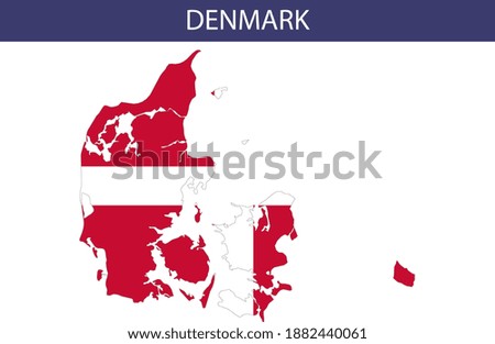 Denmark Map with Flag Vector  - Editable flags and maps
