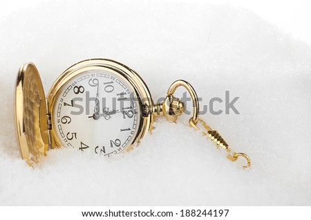 New Year's backgrounds .pocket watch in the snow