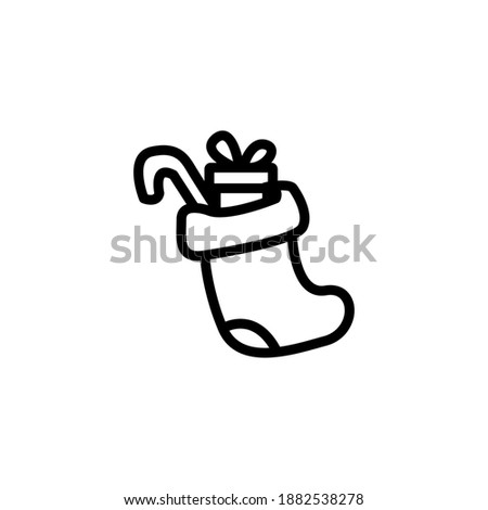 socks christmas decoration line icon vector illustration