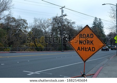 Road Work Ahead Street Sign