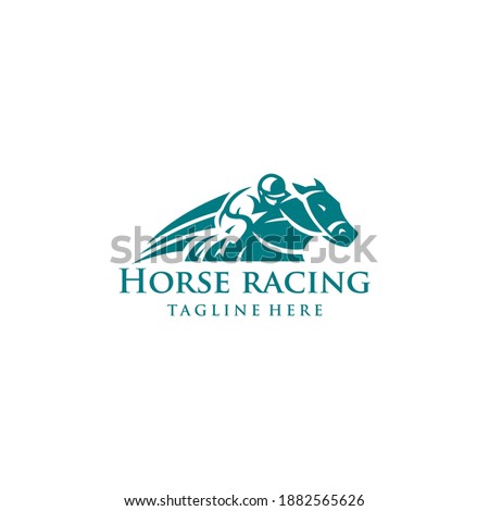 Horse race logo vector with speed effect Royalty-Free Stock Photo #1882565626