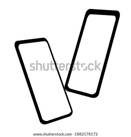 Two Black modern Smartphone design for advertising. social media, application, icon, teachnology. clean white background. copy space