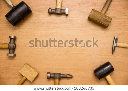 hammers of lean on the wooden background