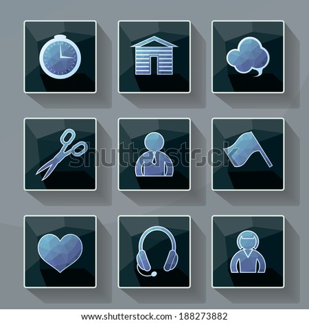 Set of vector icons in a modern style polygon. This file contains transparency. 