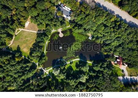 Aerial view of the public park in resort town of Zelenogradsk, Russia