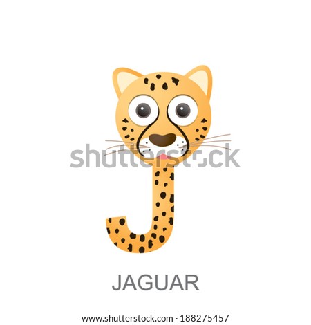 illustration of isolated animal alphabet. J is for jaguar. Vector illustration.