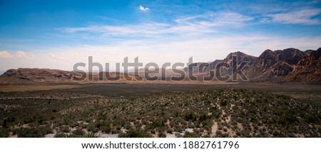 A Panorama picture of the red rock canyon close to Las Vegas in Nevada.