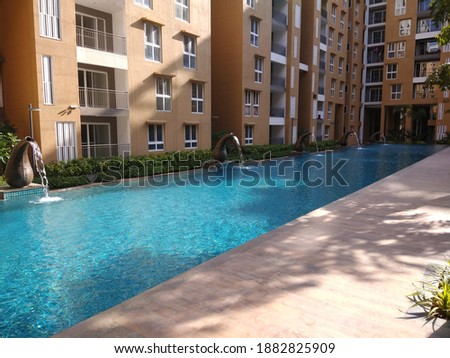 Beautifully designed Pool view within a building complex