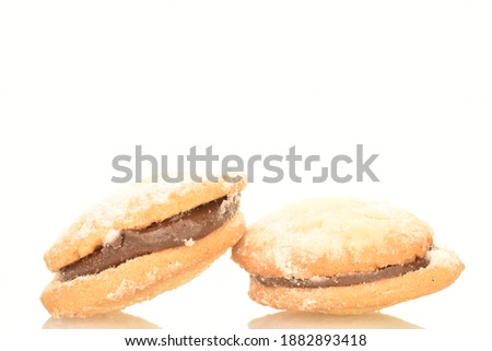 Biscotti shortbread cookies, close-up, on a white background.