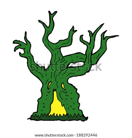 cartoon spooky old tree
