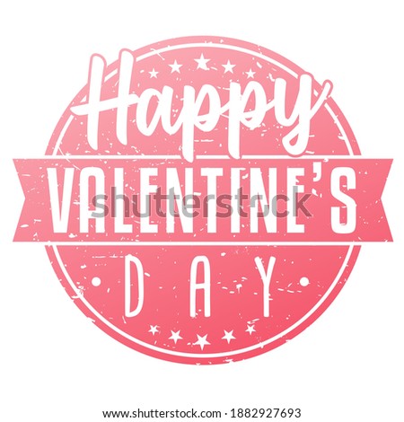 Happy Valentine's Day Love Quality Stamp. Round Design Holidays Vector Insignia Valentine's Day Badge Seal.