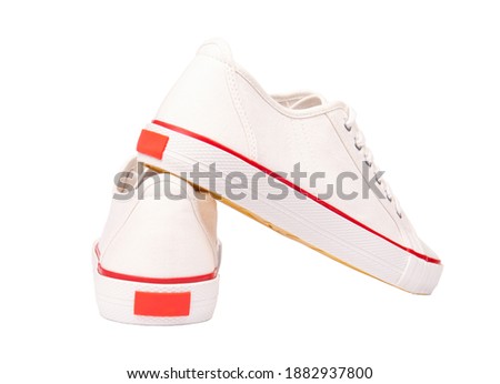 Style white sneakers shoe on white background, basketball shoes
