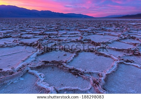 Sunset at Bad water, Death Valley, California 