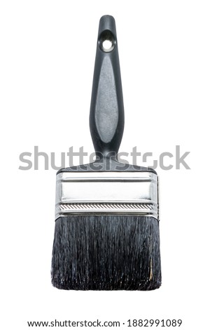 Front view of clean paint brushes on white background