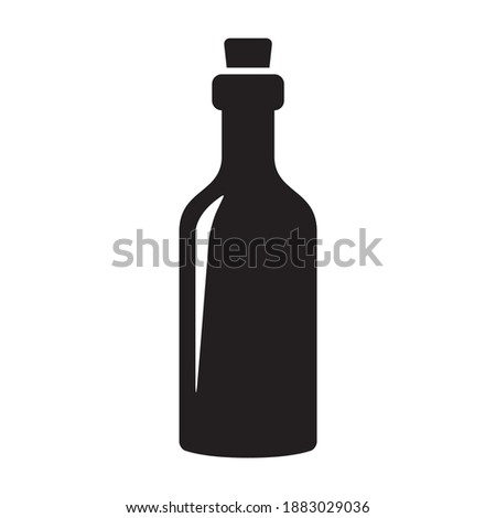 Simple bordeaux glass bottle with cork flat vector icon for apps and websites