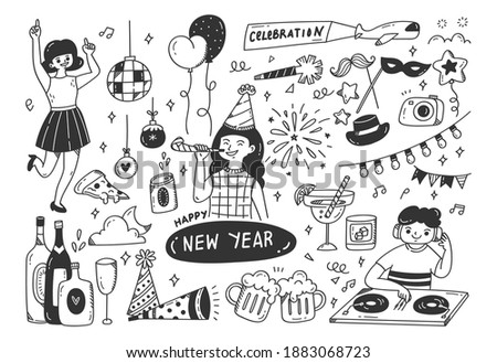New year eve party doodles 