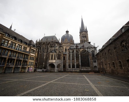 Aachener Dom roman catholic Cathedral seen from Katschhof in the city center of Aachen North Rhine-Westphalia Germany