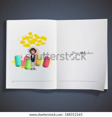 Business monkey with can printed on book. Vector design. 