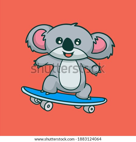 cartoon animal design koala skateboarding cute mascot logo