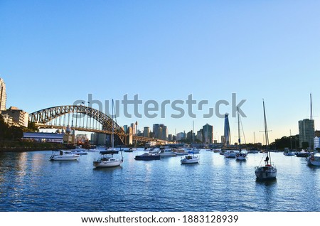 boats on the beauty harbour side. Australia blue sky line 