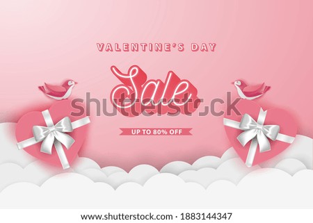 happy valentine's day banners sale promotion and discount, paper cut style with editable text effect. Premium Vector