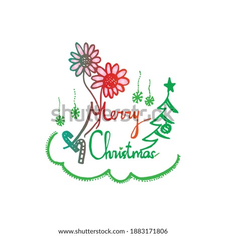 merry christmas - hand drawn lettering on white background. colorful design template for greeting and invitation card, cover, banner, poster, postcard, wallpaper, advertisement, ornament.