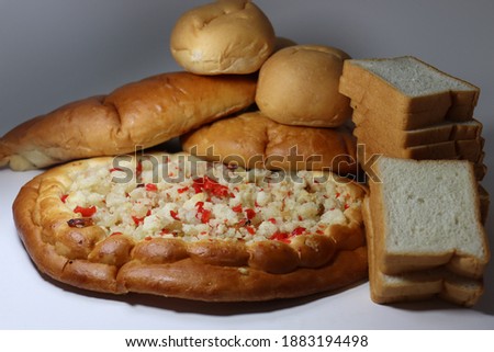 tasty and healthy bread stock on white background