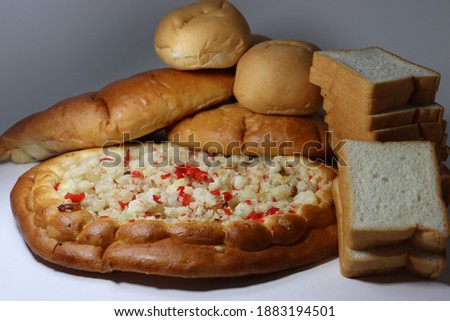 tasty and healthy bread stock on white background
