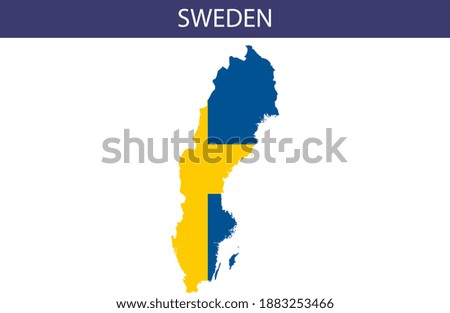 Sweden Map with Flag Vector  - Editable flags and maps