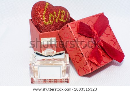 Valentine's Day. Gift in a red box with a heart