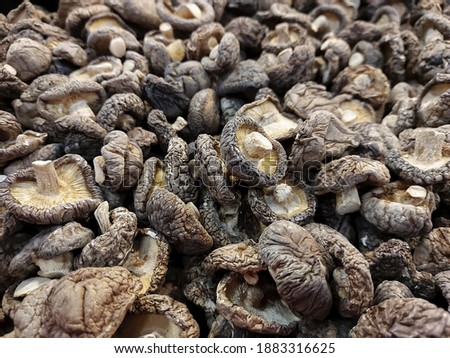 A selective focus picture of Dried Shiitake mushroom.