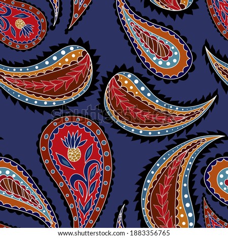 Beautiful seamless pattern with paisley. Traditional print. Textile design texture.Tribal ethnic paisley vintage seamless pattern	
