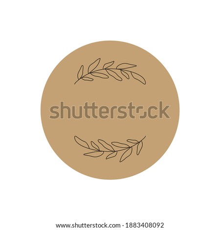 Abstract flower story highlight cover. Feminine line leaf branch logo for social media, hand drawn icon boho style. Vector illustration