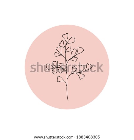 Abstract flower story highlight cover. Feminine line leaf branch icon for social media, hand drawn logo boho style. Vector illustration