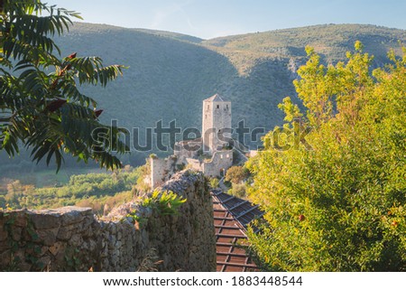 Pocitelj castle ruins along the Neretva river valley in Bosnia and Herzegovina