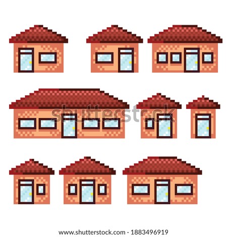 House pixel art set. Vector illustration.