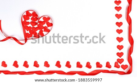 Greeting card with red hearts, background, Valentine's day or women's day concept, banner with place for text, Happy holidays, elements for use in a graphic editor, patern,