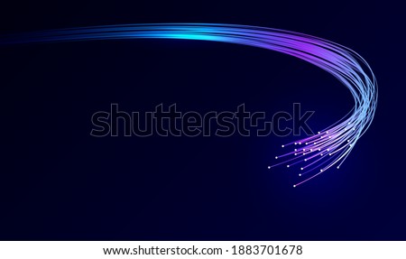 Abstract digital background. Optical fiber of digital communication. Vector illustration on a dark background is an optical fiber with a stream of information. For use as a background, poster. Royalty-Free Stock Photo #1883701678