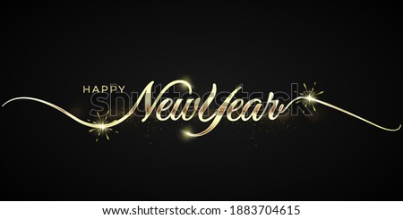Happy newyear letters banner, vector art and illustration. can use for, landing page, template, ui, web, mobile app, poster, banner, flyer, background Royalty-Free Stock Photo #1883704615